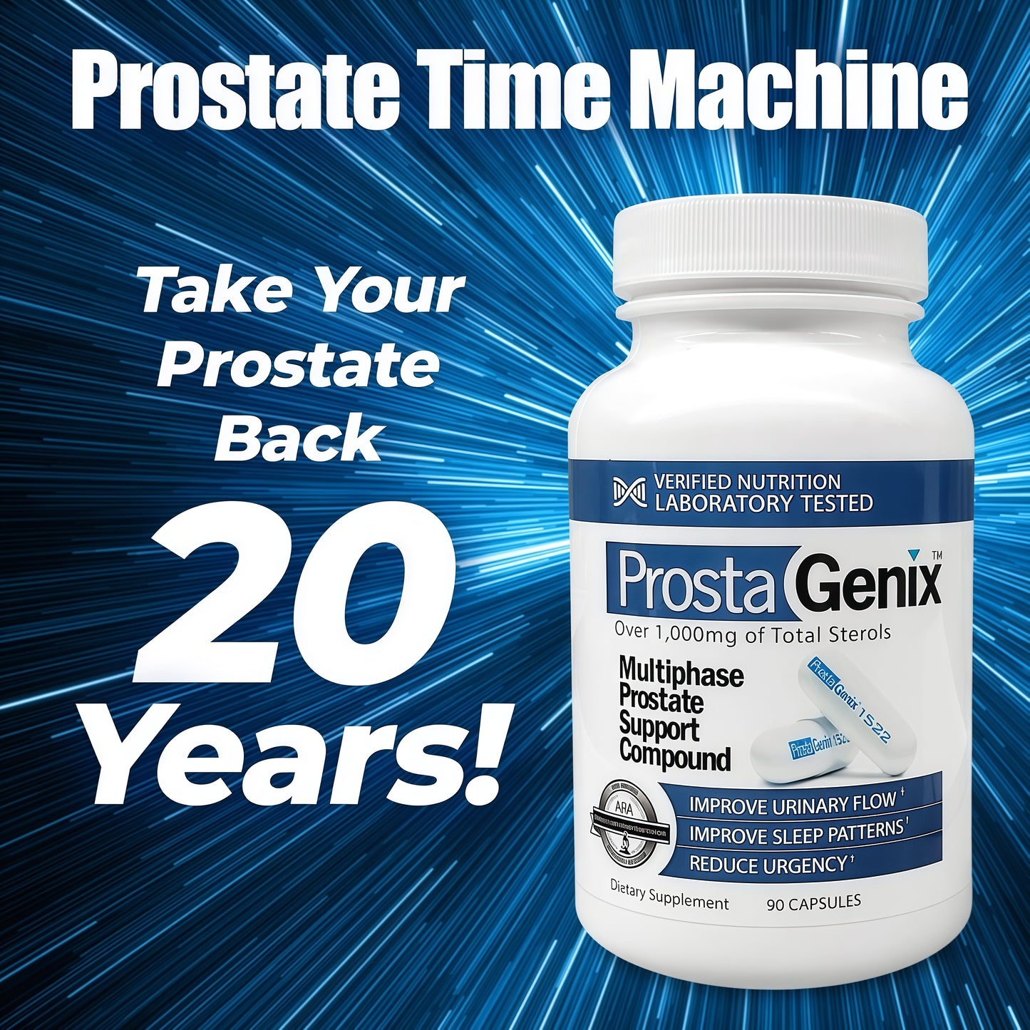 ProstaGenix Multiphase Prostate Supplement - Over 1 Million Sold - End Nighttime Bathroom Trips, Urgency, & More. 90 Capsules
